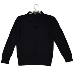 Jared Lang Merino Wool Sweater Polo Knit Pullover‎ Navy